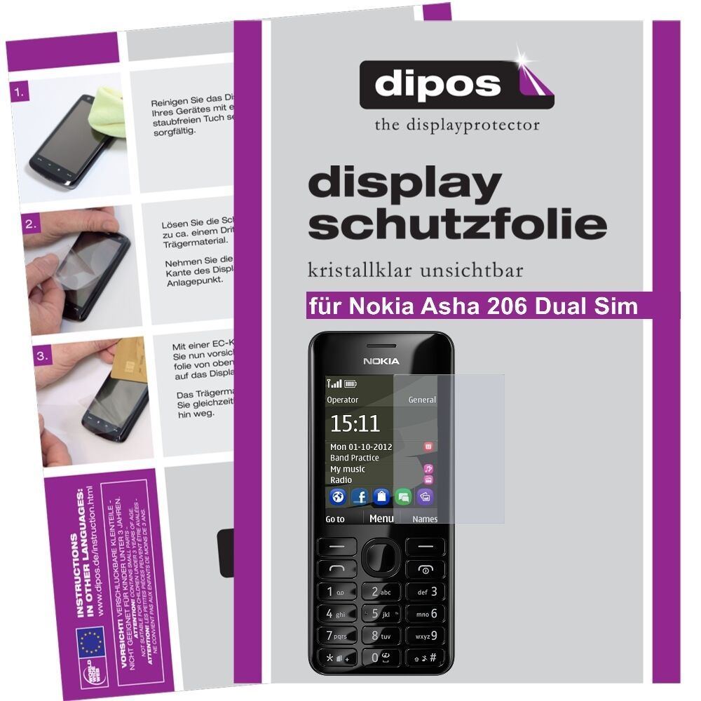 2x Schutzfolie klar für Asha 206 Dual Sim Nokia Di (1)