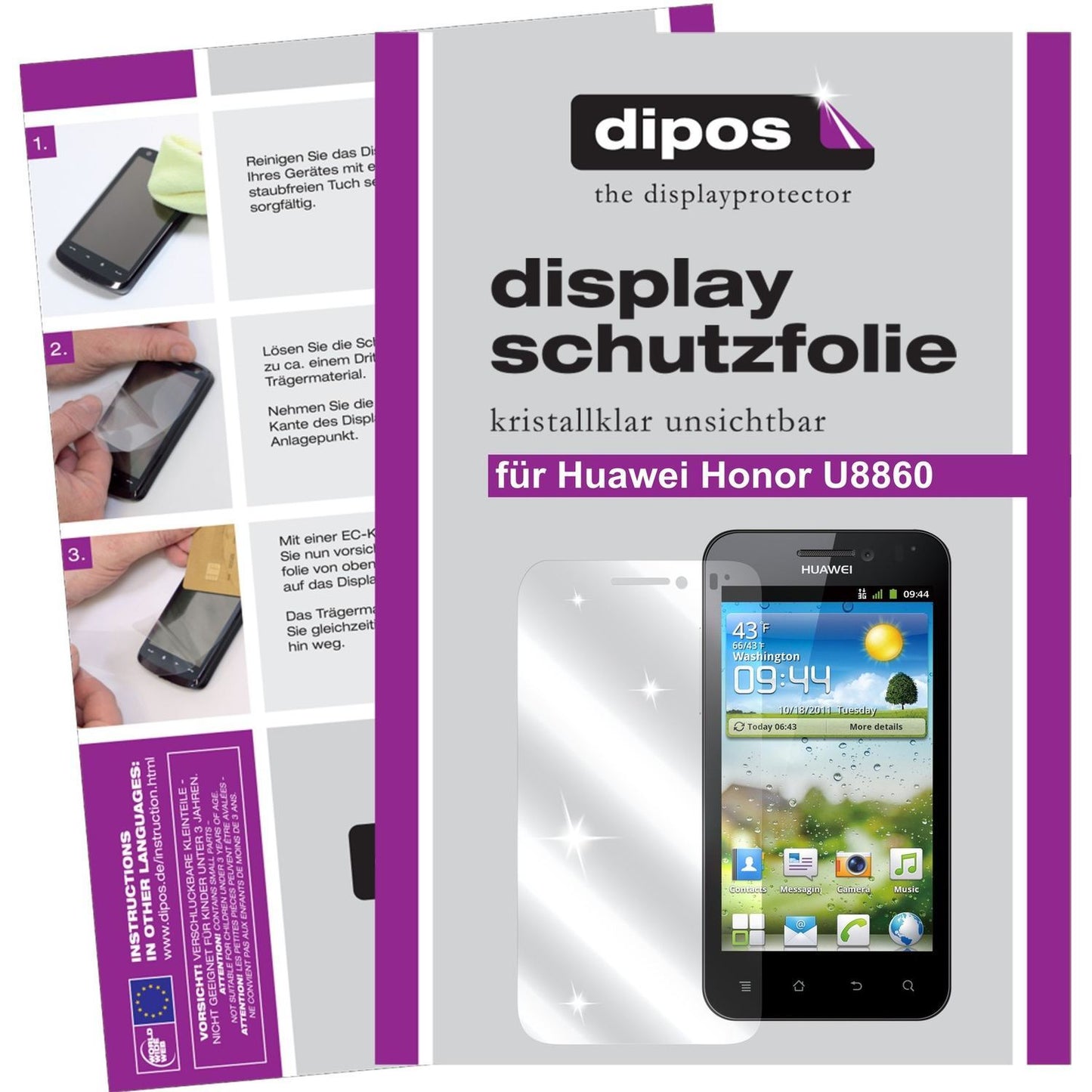 2x Schutzfolie klar für Honor U8860 Huawei Display (1)