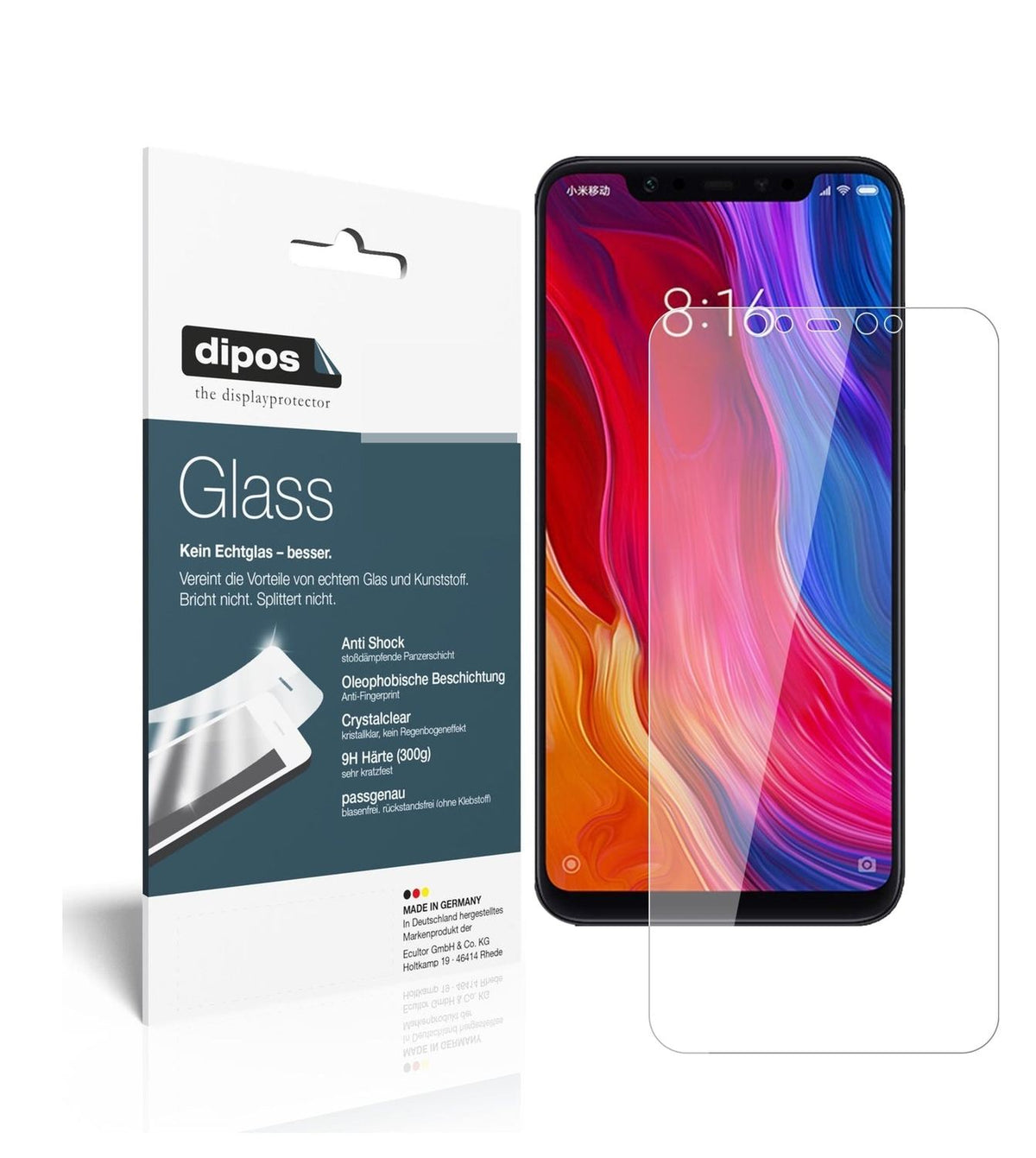 1x 9H Schutzfolie für Xiaomi Mi 8 Explorer Panzerfolie