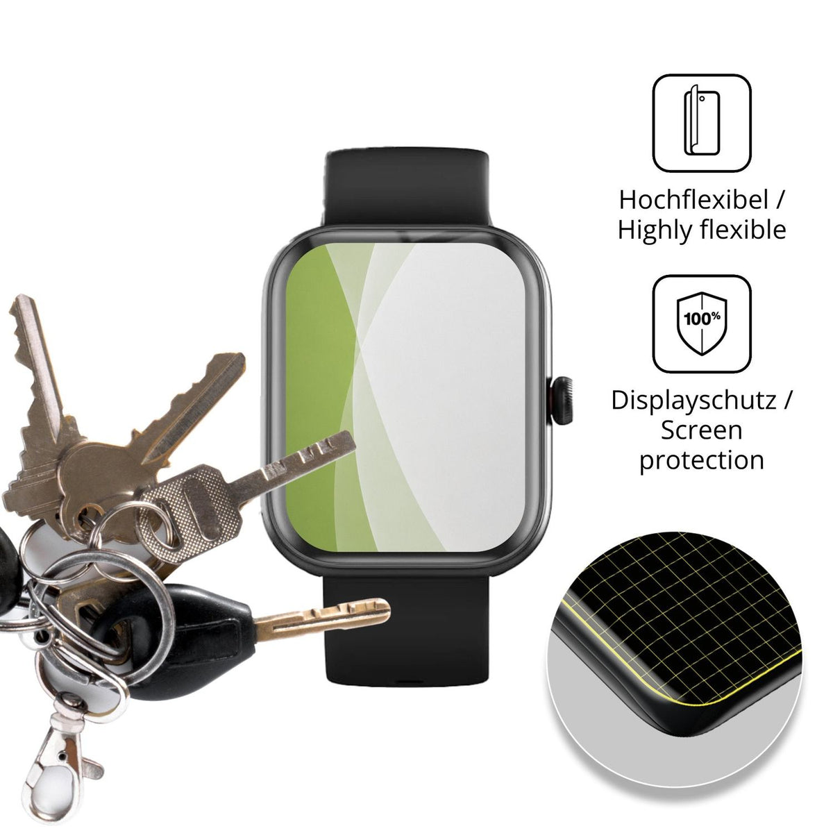 dipos Displayschutz für Jugeman IDW20, transparente Oberfläche, perfekte Passform auch für die Rundungen