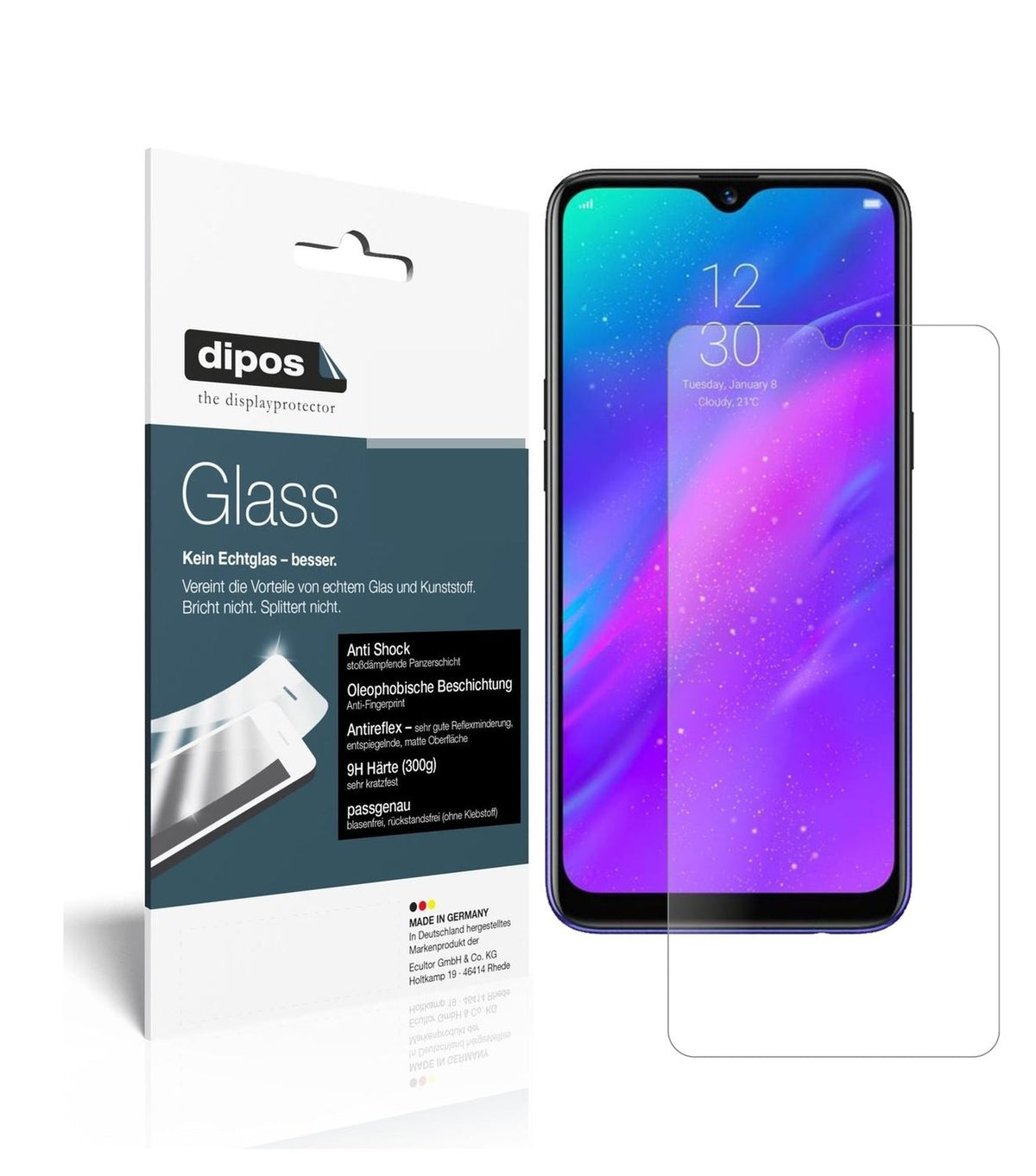 1x 9H Schutzfolie matt für Oppo Realme 3 Panzerfolie