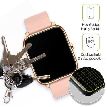 dipos Displayschutz für Kalinco CS201C Smartwatch, transparente Oberfläche, perfekte Passform auch für die Rundungen