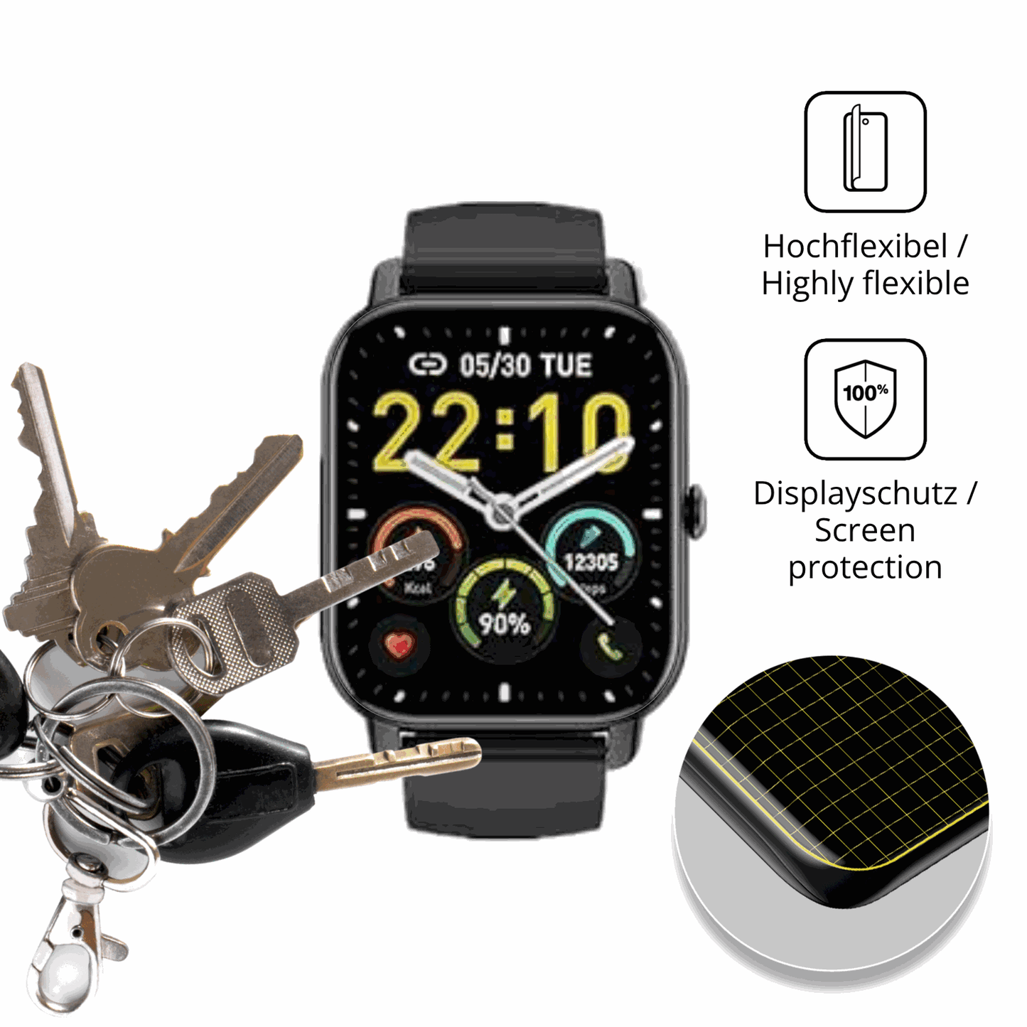 dipos Displayschutz für Kalinco P125 1.85 Zoll, transparente Oberfläche, geringe Dicke und perfekte Passform