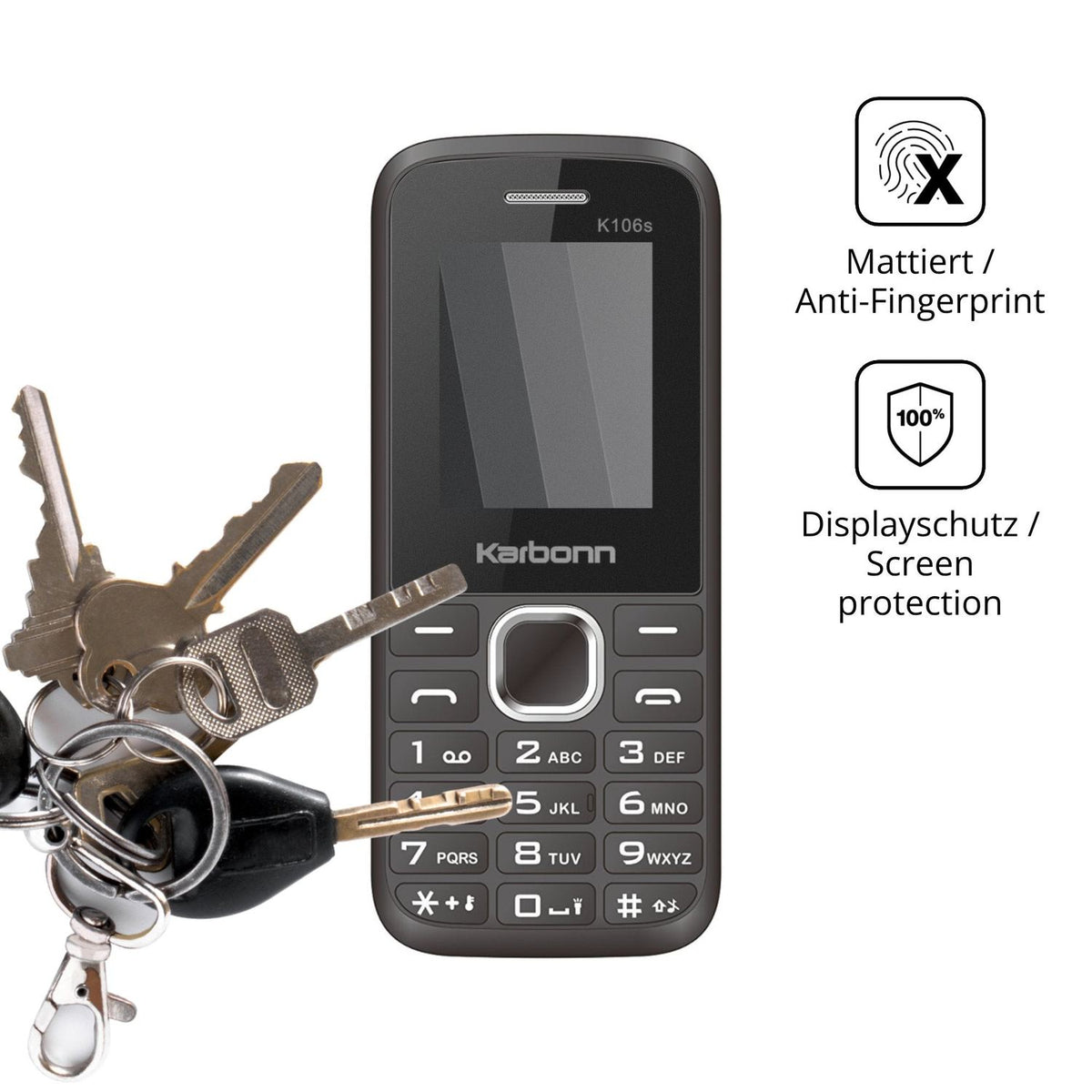 dipos Displayschutz für Karbonn K106s, mattierte Oberfläche, Blickschutzfilter und perfekter Passform