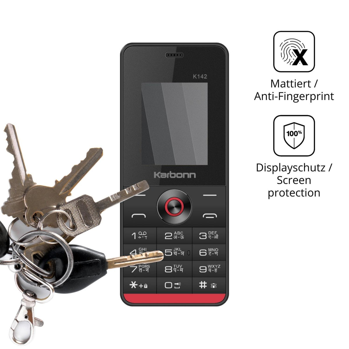 dipos Displayschutz für Karbonn K142, mattierte Oberfläche, Blickschutzfilter und perfekter Passform