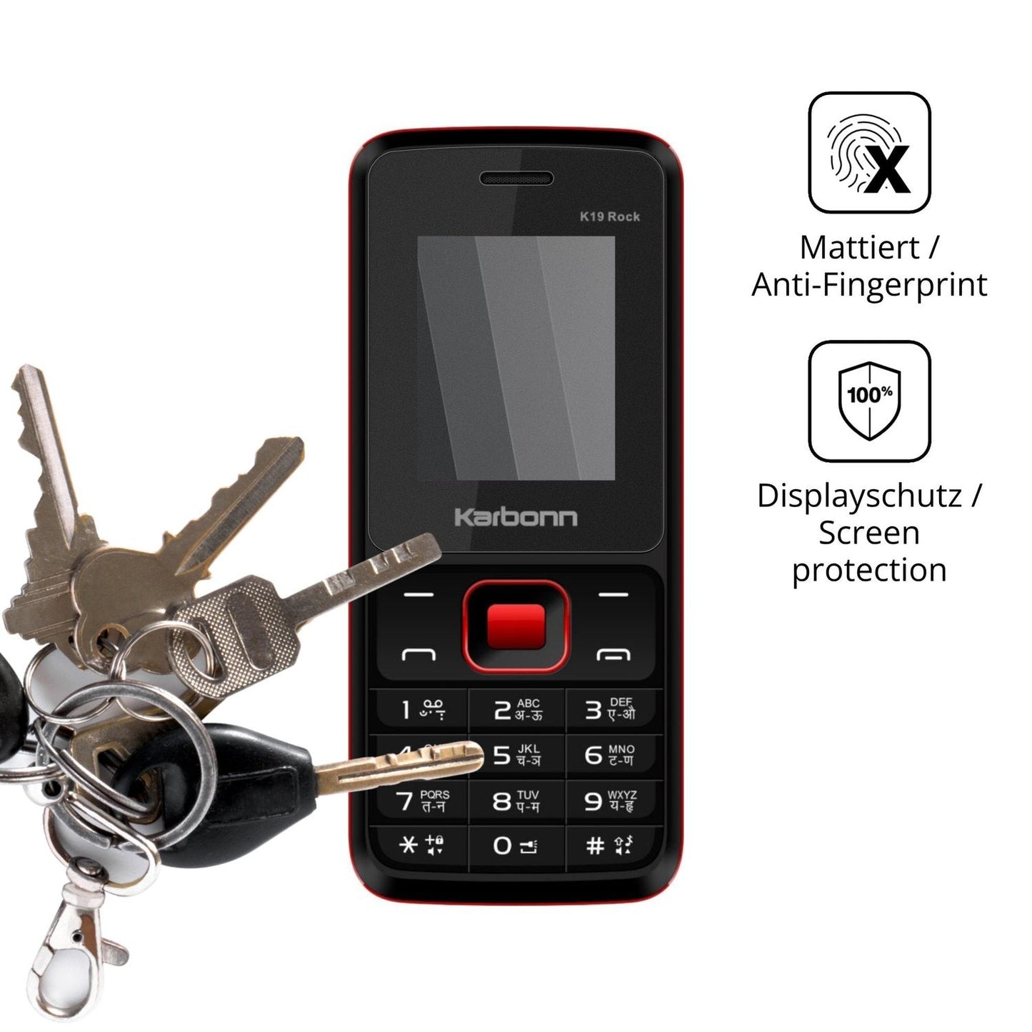 dipos Displayschutz für Karbonn K19 Rock, mattierte Oberfläche, Blickschutzfilter und perfekter Passform