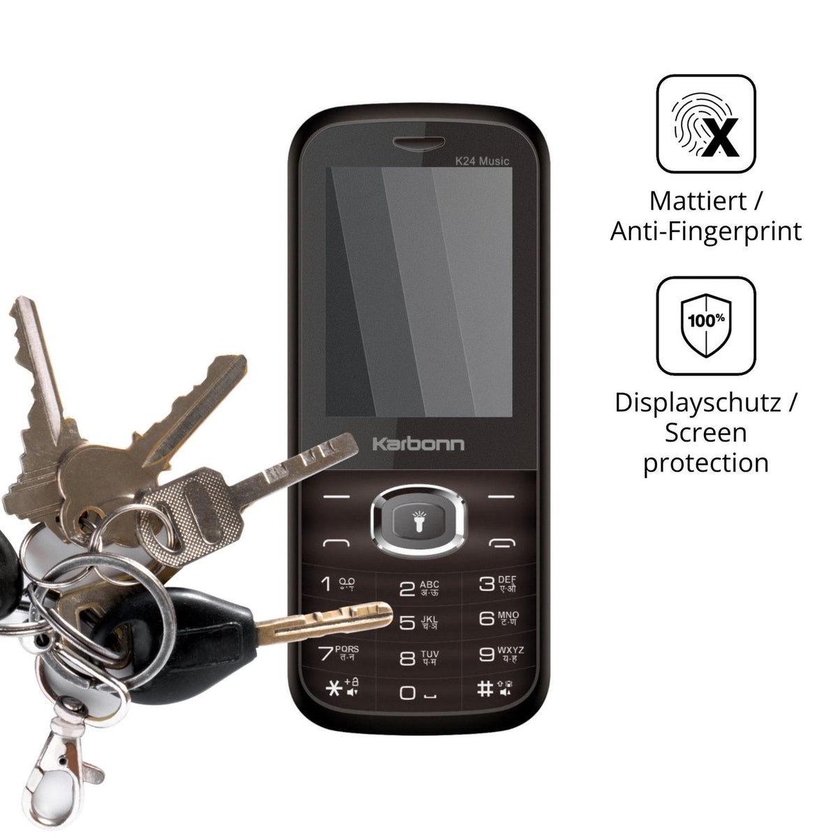 dipos Displayschutz für Karbonn K24 Music, mattierte Oberfläche, Blickschutzfilter und perfekter Passform