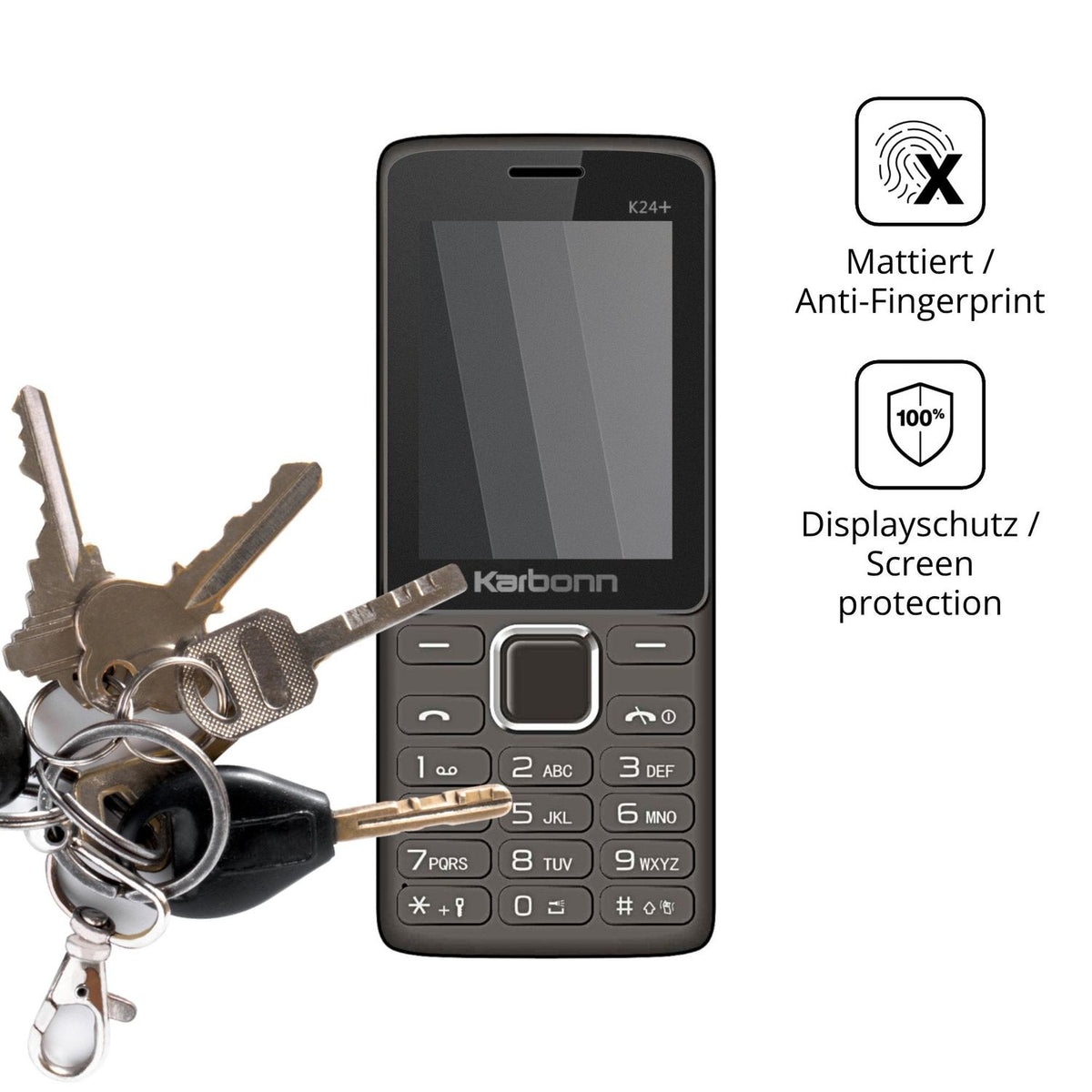 dipos Displayschutz für Karbonn K24 Plus, mattierte Oberfläche, Blickschutzfilter und perfekter Passform
