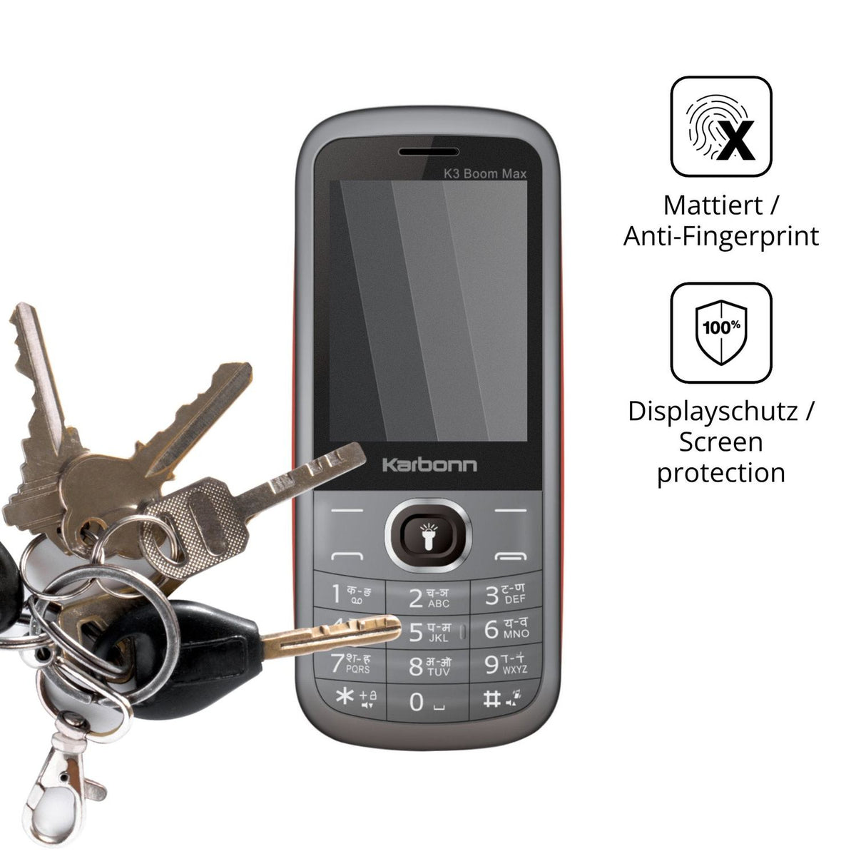 dipos Displayschutz für Karbonn K3 Boom Max, mattierte Oberfläche, Blickschutzfilter und perfekter Passform
