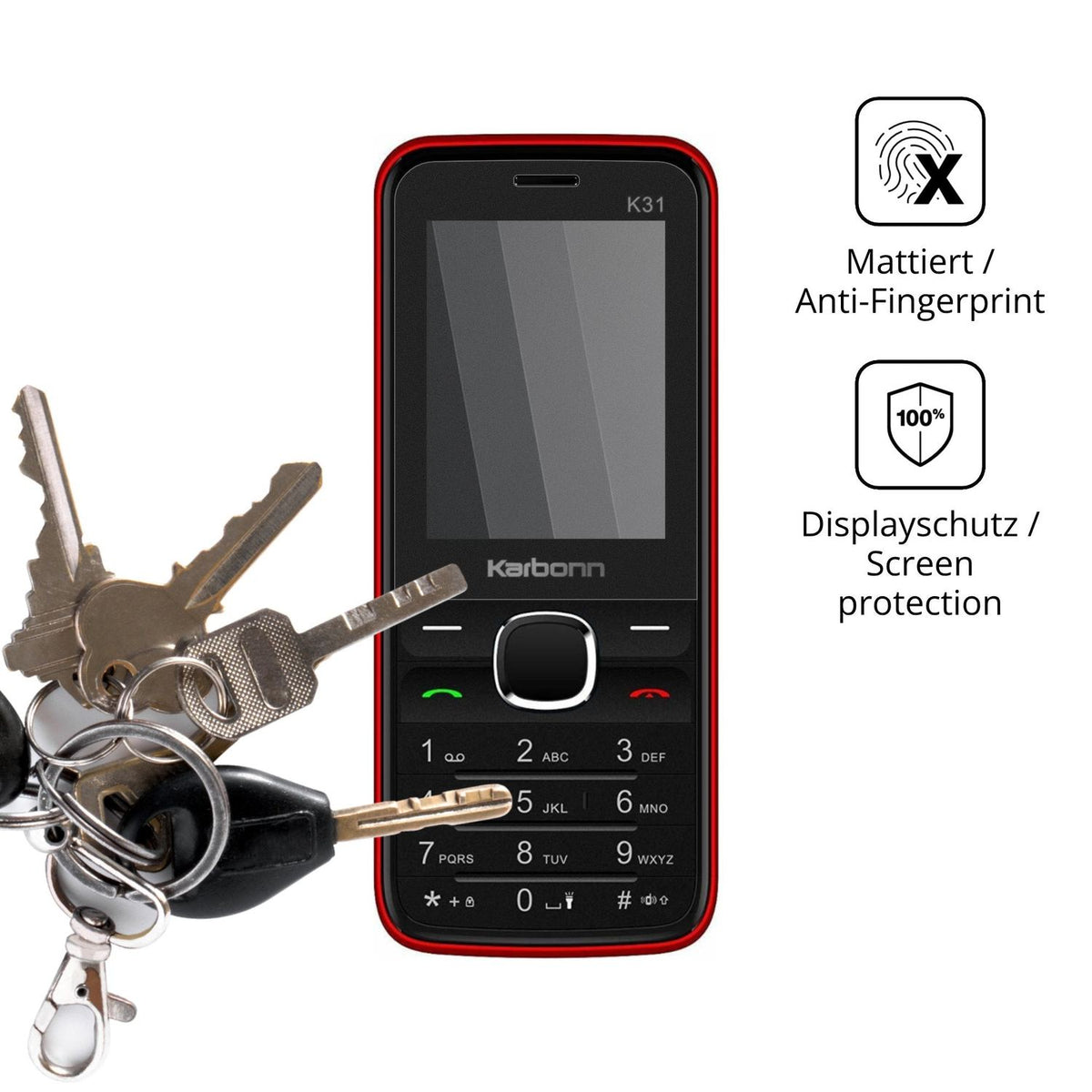 dipos Displayschutz für Karbonn K31, mattierte Oberfläche, Blickschutzfilter und perfekter Passform