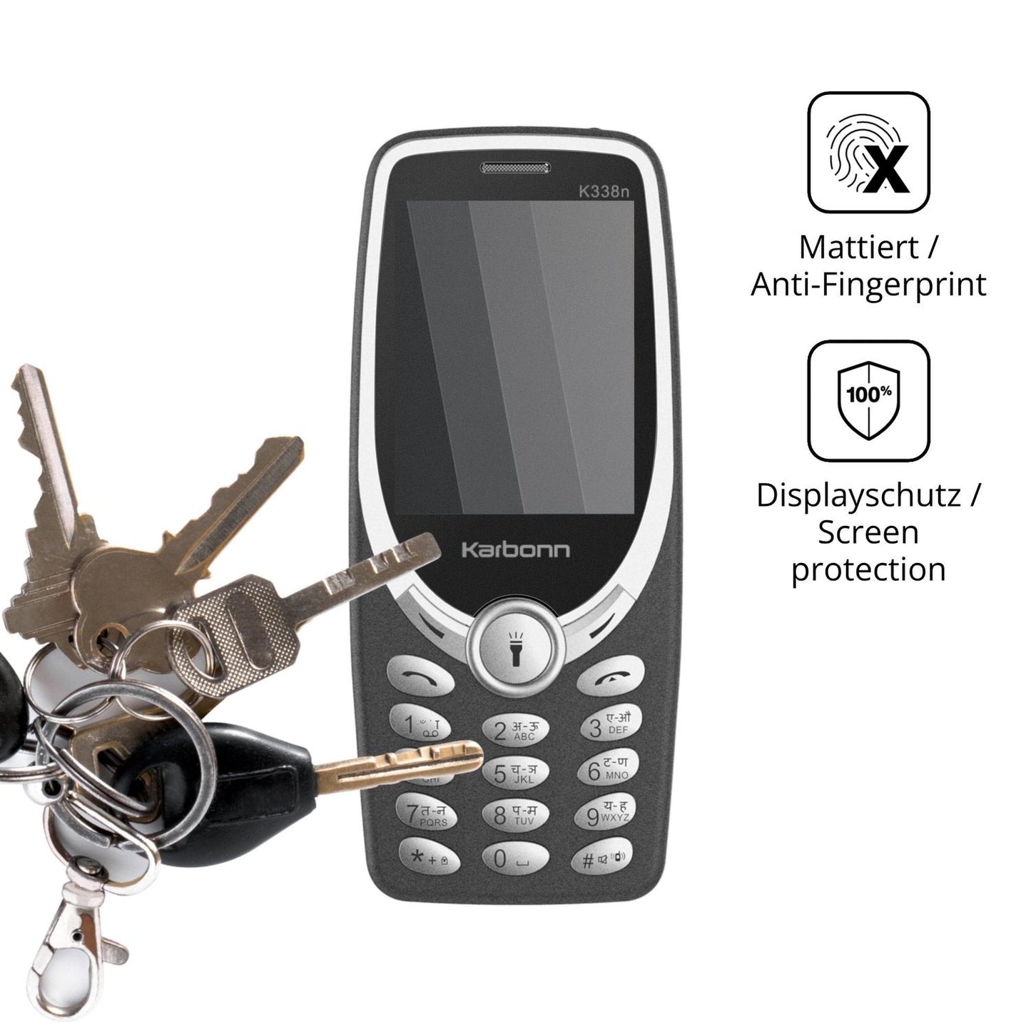 dipos Displayschutz für Karbonn K338n, mattierte Oberfläche, Blickschutzfilter und perfekter Passform