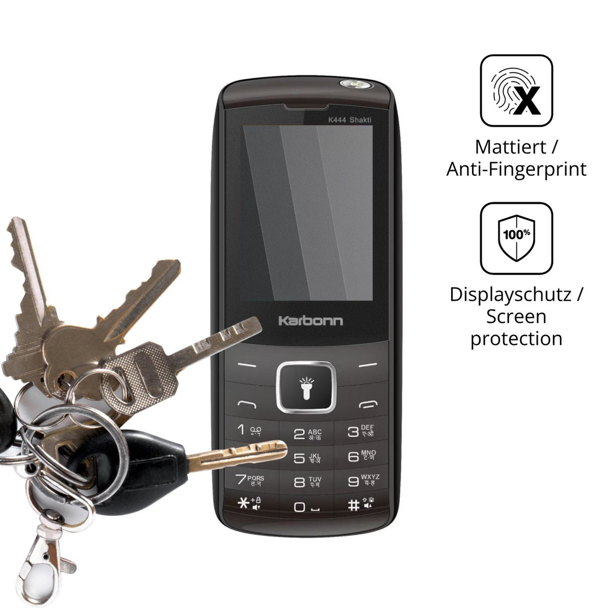 dipos Displayschutz für Karbonn K444 Shakti, mattierte Oberfläche, Blickschutzfilter und perfekter Passform