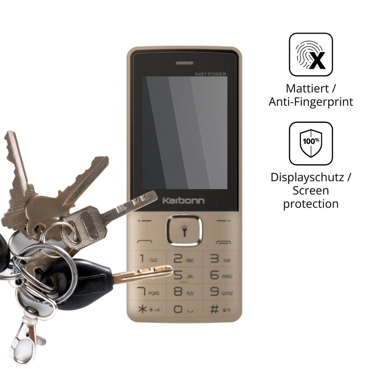 dipos Displayschutz für Karbonn K451 Power, mattierte Oberfläche, Blickschutzfilter und perfekter Passform