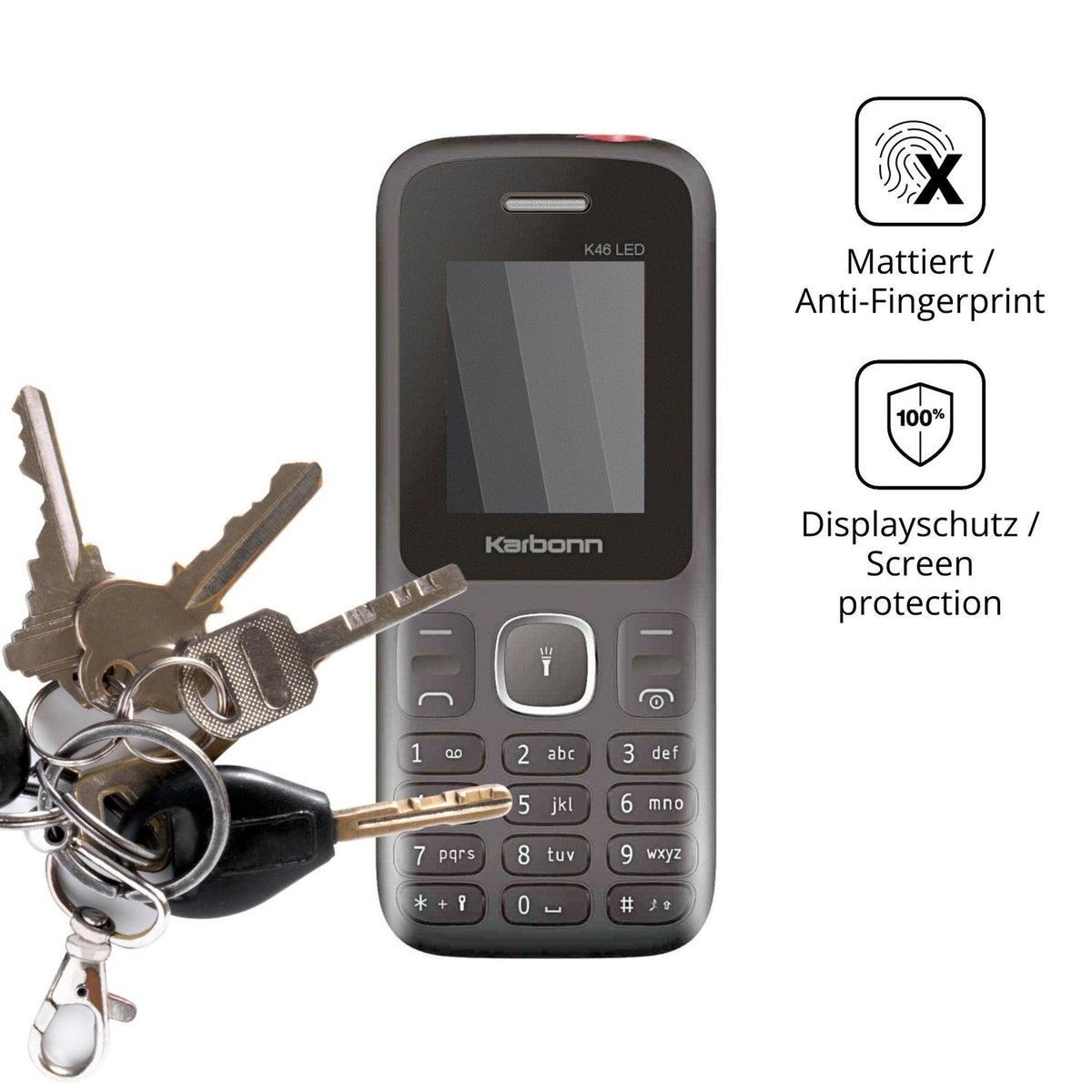 dipos Displayschutz für Karbonn K46 LED, mattierte Oberfläche, Blickschutzfilter und perfekter Passform