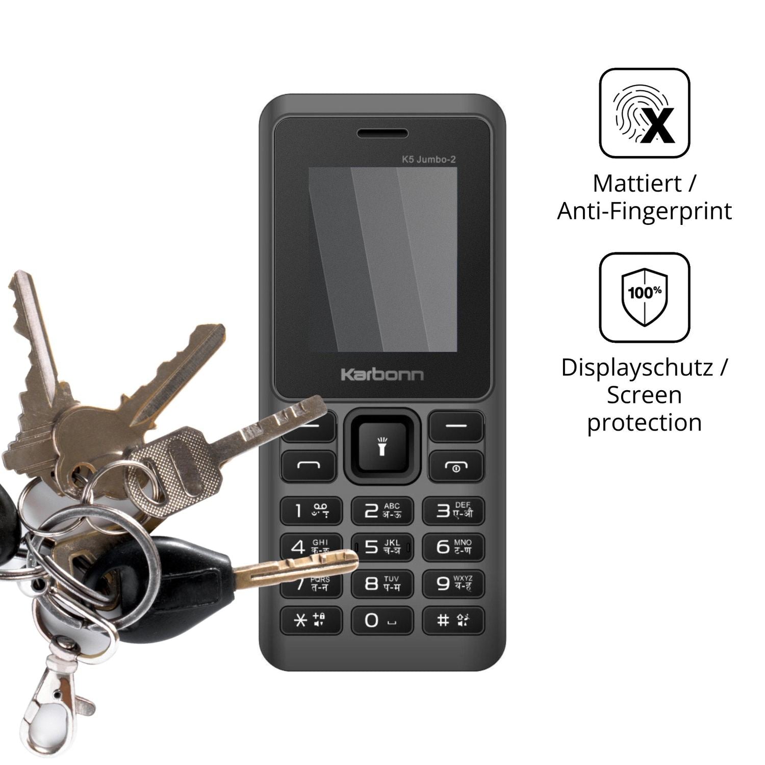 dipos Displayschutz für Karbonn K5 Jumbo 2, mattierte Oberfläche, Blickschutzfilter und perfekter Passform