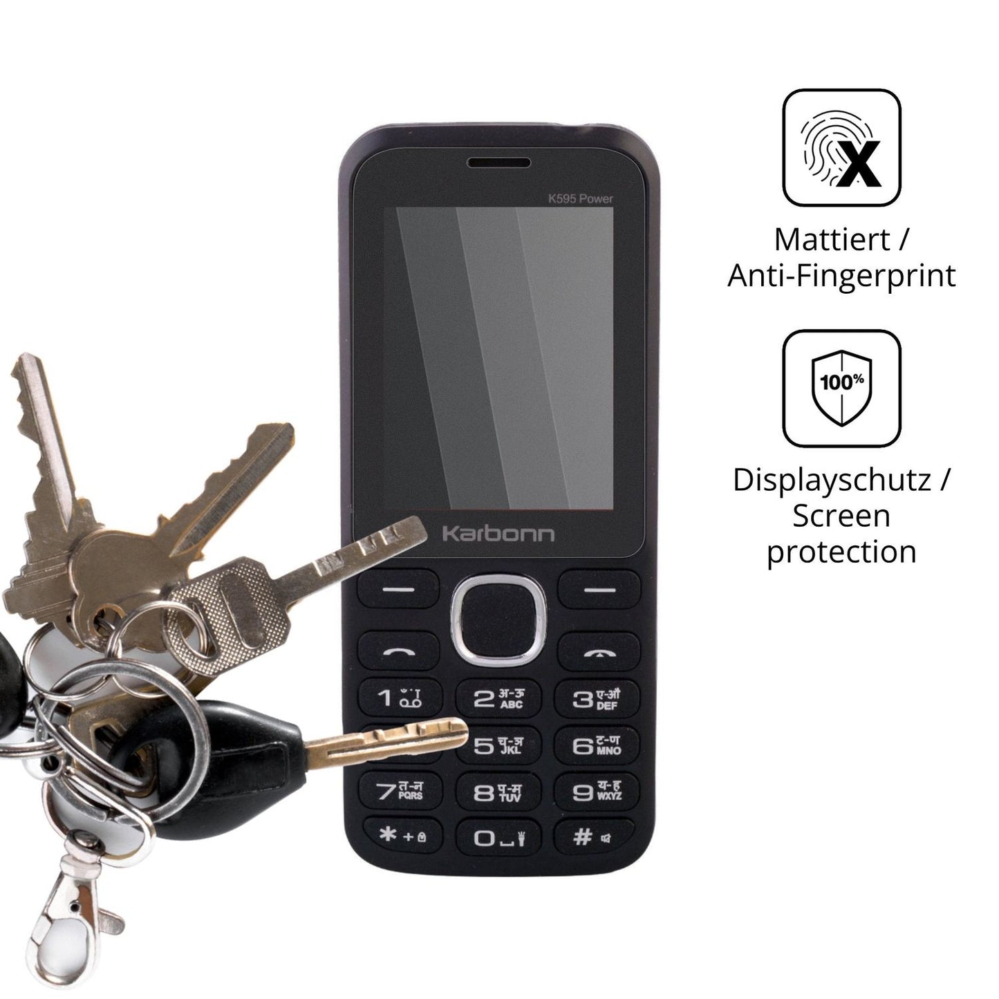 dipos Displayschutz für Karbonn K595 Power, mattierte Oberfläche, Blickschutzfilter und perfekter Passform