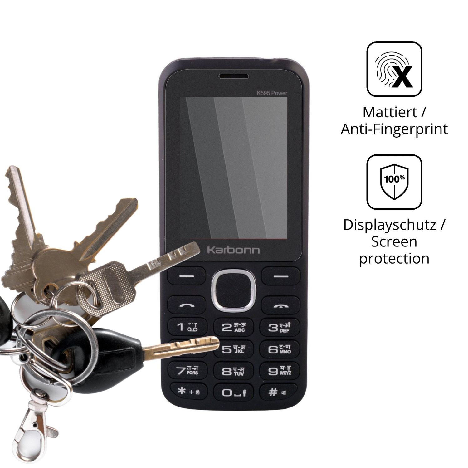 dipos Displayschutz für Karbonn K595 Power, mattierte Oberfläche, Blickschutzfilter und perfekter Passform