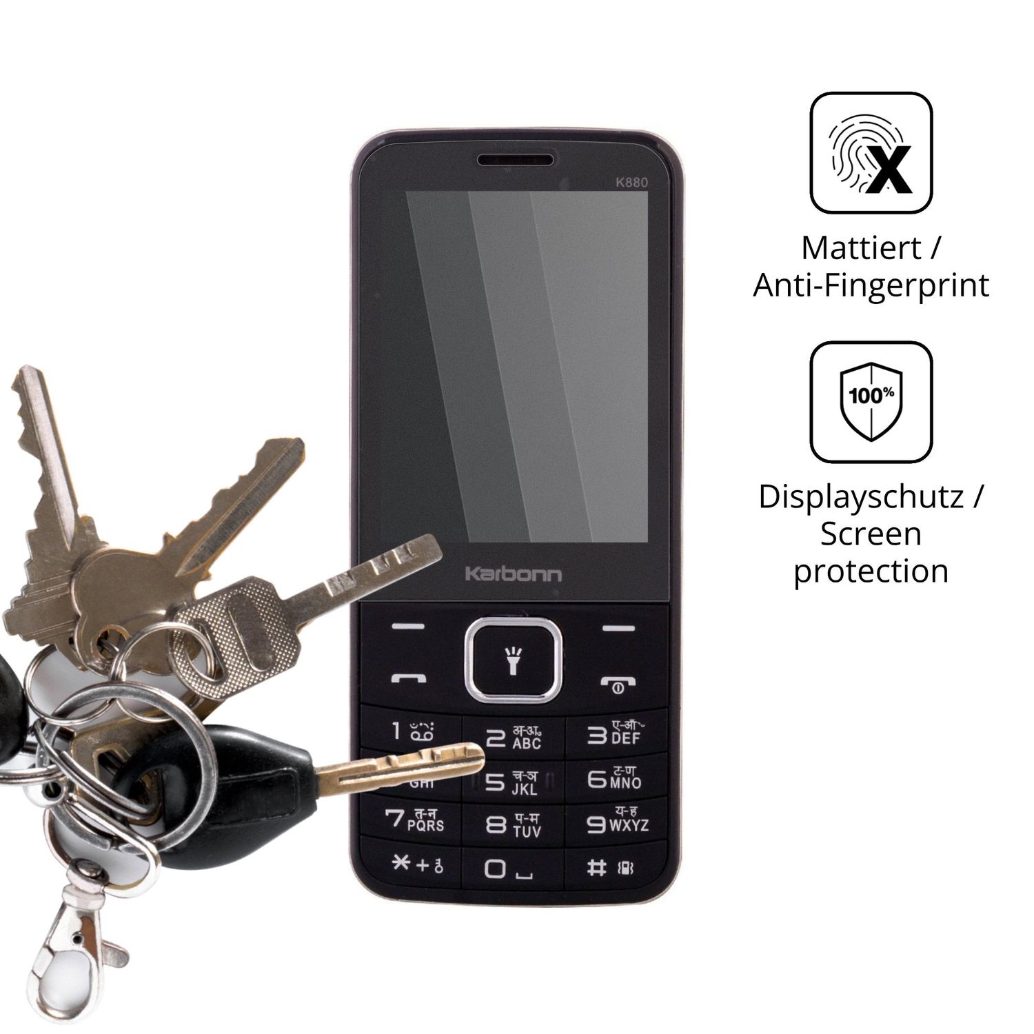 dipos Displayschutz für Karbonn K880, mattierte Oberfläche, Blickschutzfilter und perfekter Passform