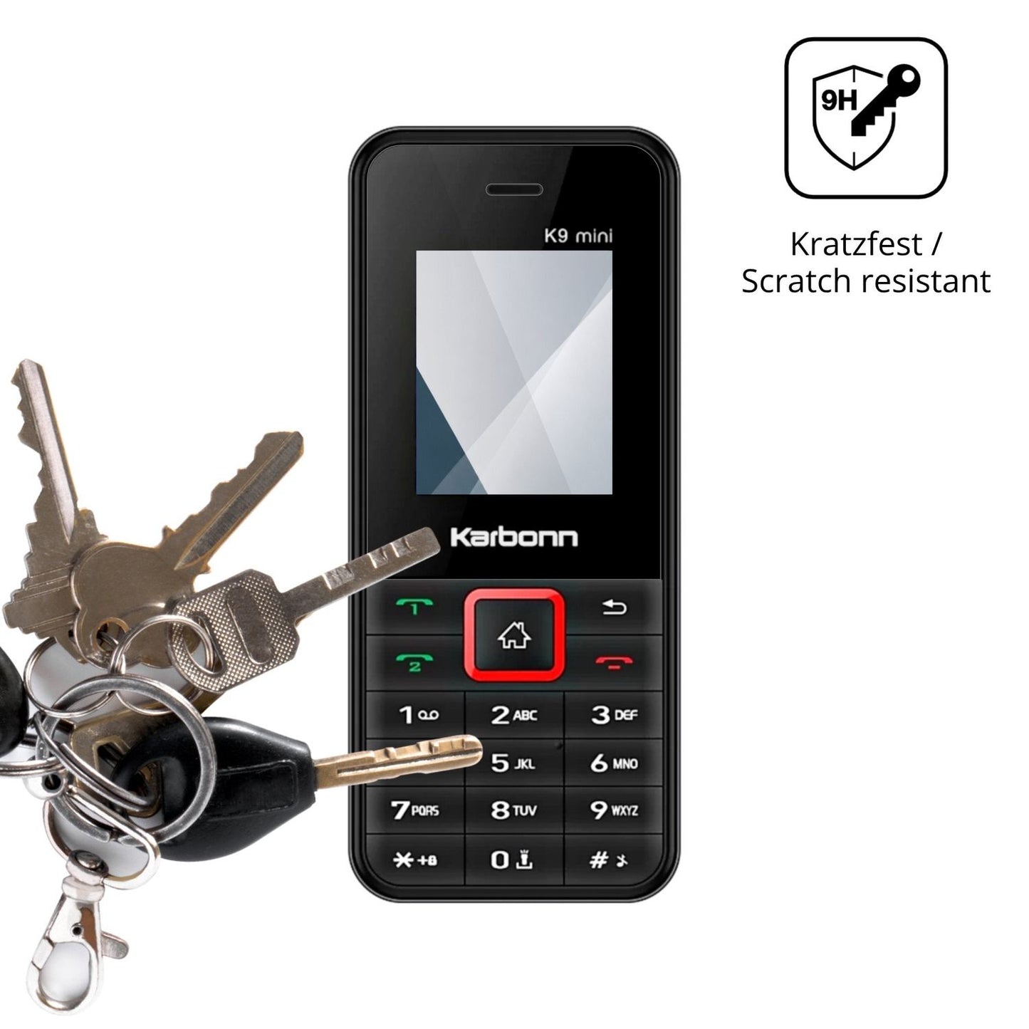dipos Displayschutz für Karbonn K9 Mini, transparente Oberfläche, perfekte Passform auch für die Rundungen
