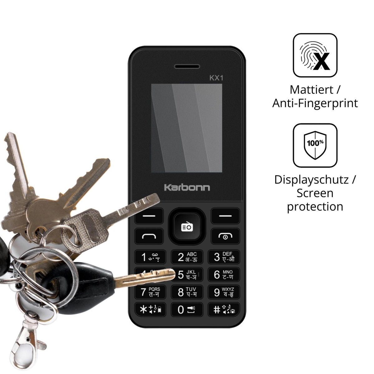 dipos Displayschutz für Karbonn KX1, mattierte Oberfläche, Blickschutzfilter und perfekter Passform
