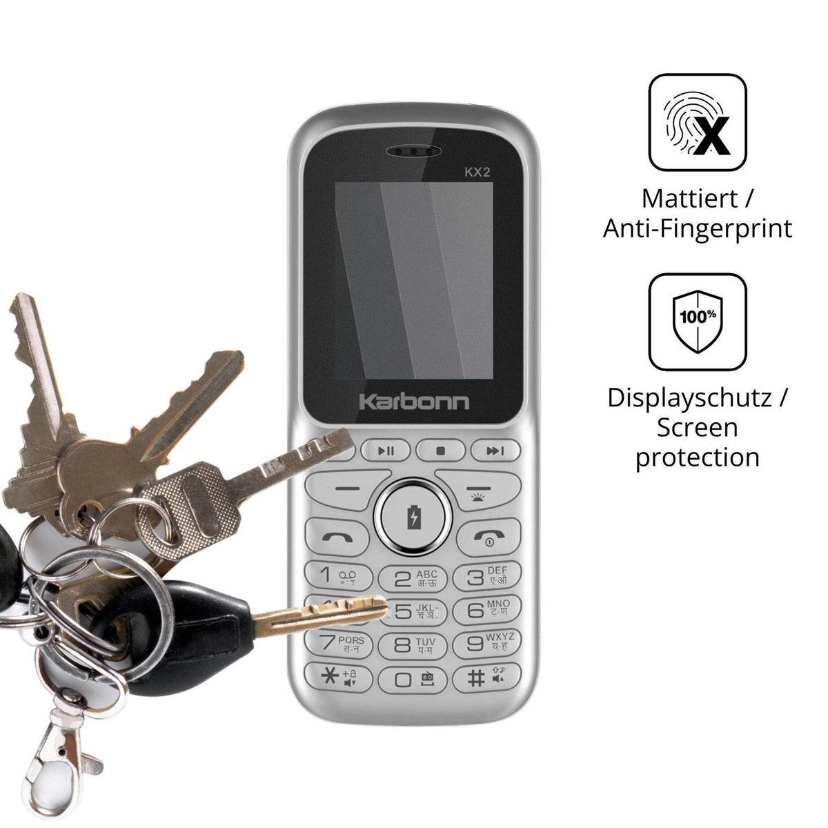 dipos Displayschutz für Karbonn KX2, mattierte Oberfläche, Blickschutzfilter und perfekter Passform