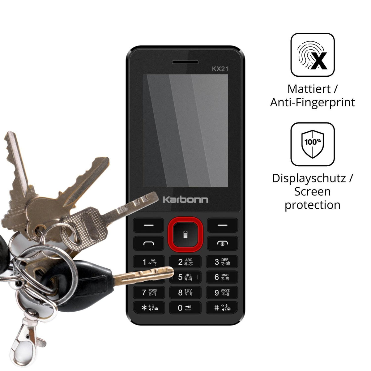 dipos Displayschutz für Karbonn KX21, mattierte Oberfläche, Blickschutzfilter und perfekter Passform
