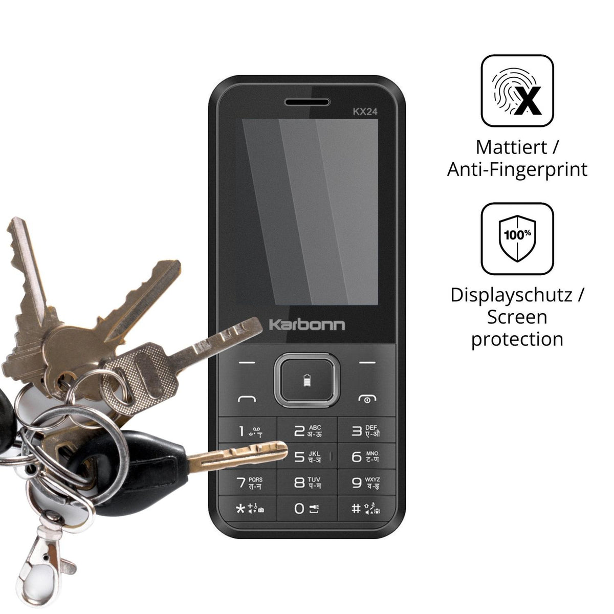 dipos Displayschutz für Karbonn KX24, mattierte Oberfläche, Blickschutzfilter und perfekter Passform