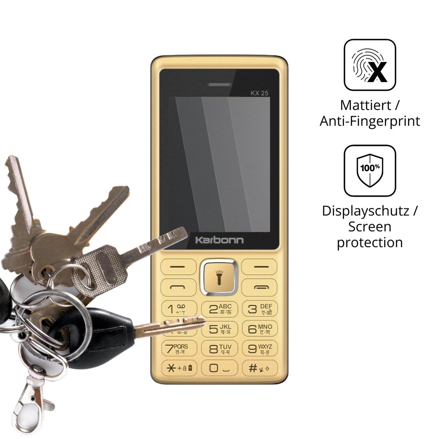 dipos Displayschutz für Karbonn KX25, mattierte Oberfläche, Blickschutzfilter und perfekter Passform