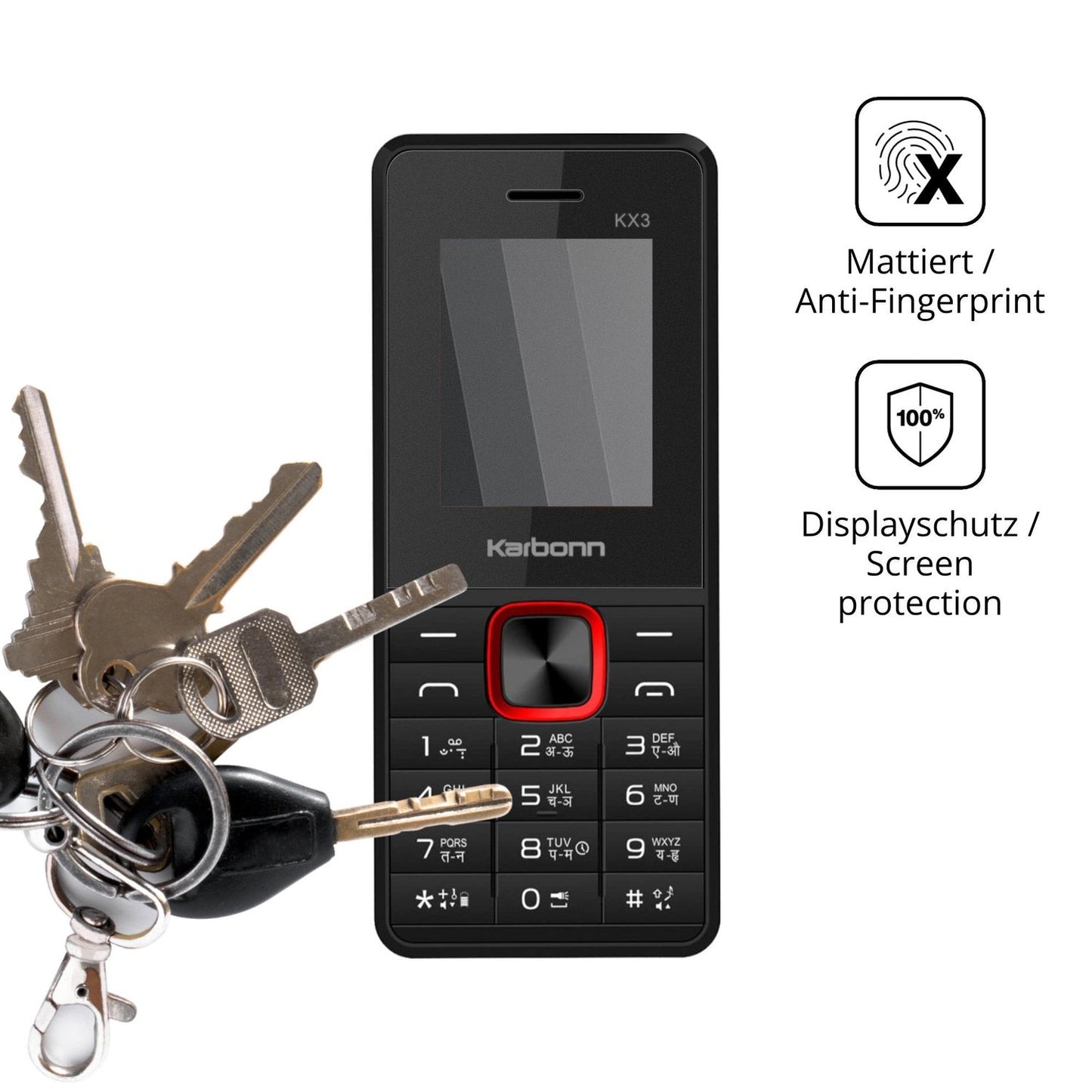 dipos Displayschutz für Karbonn KX3, mattierte Oberfläche, Blickschutzfilter und perfekter Passform