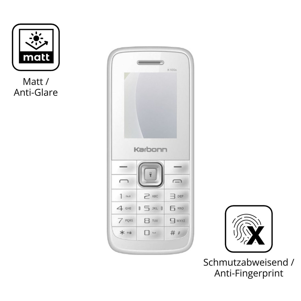 4x Schutzfolie matt für Karbonn K105s Display-Schutzfolie