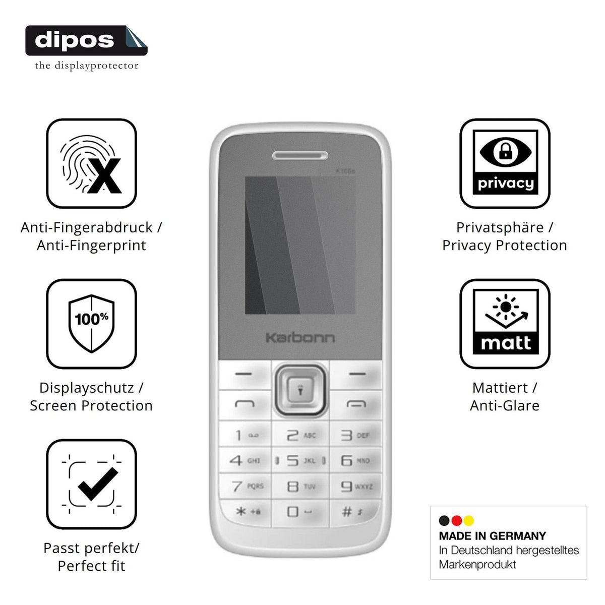Blickschutzfolie für Karbonn K105s matt Schutzfolie Privacy