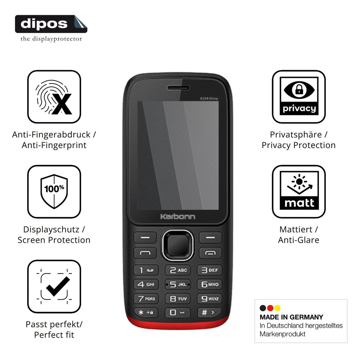 Blickschutzfolie für Karbonn K334 Shine matt Schutzfolie Privacy