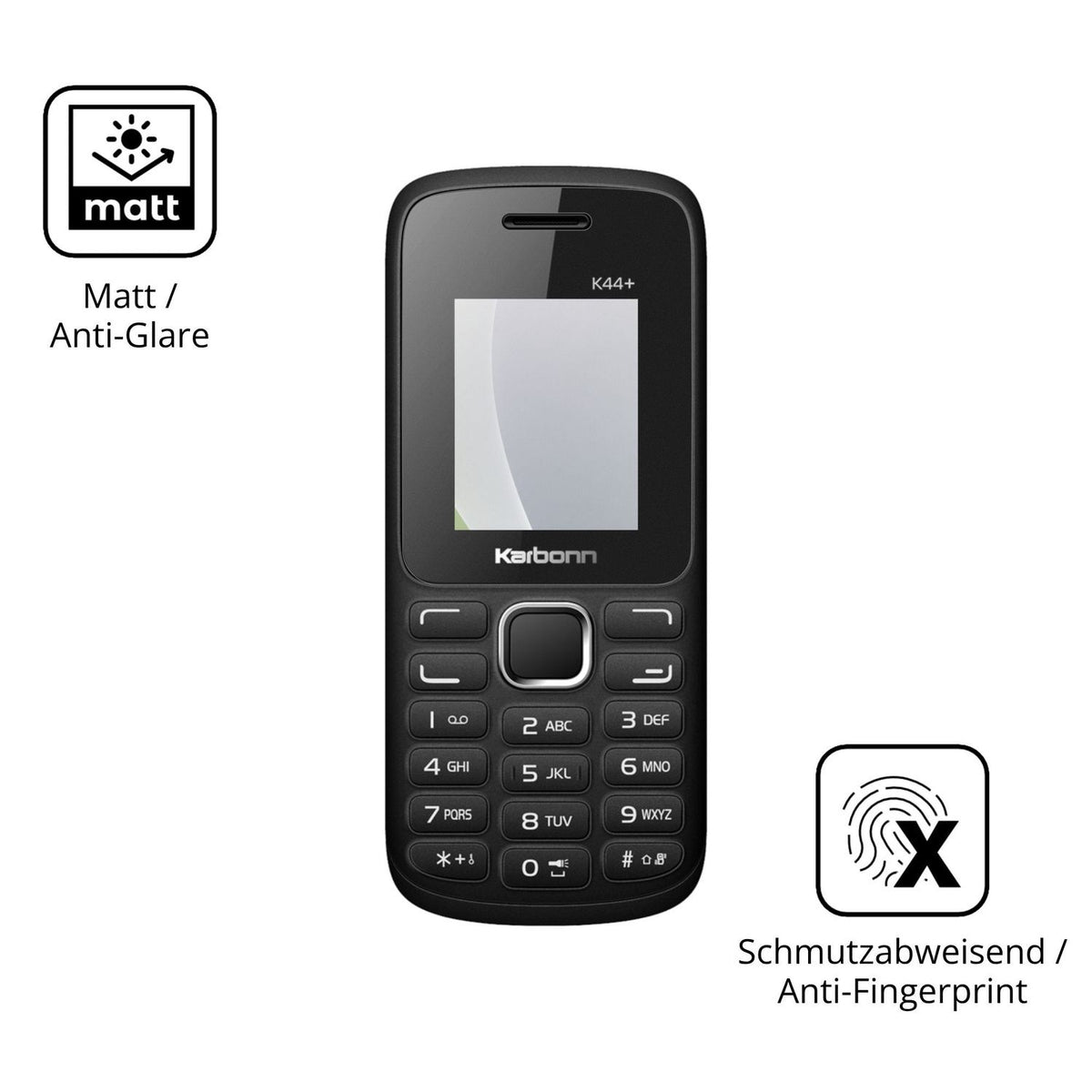 4x Schutzfolie matt für Karbonn K44 Plus Display-Schutzfolie