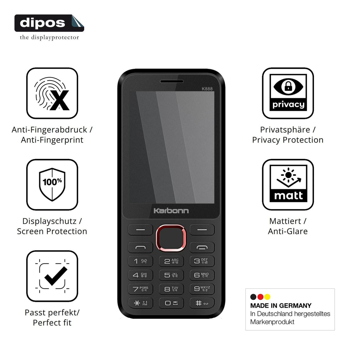 Blickschutzfolie für Karbonn K888 matt Schutzfolie Privacy