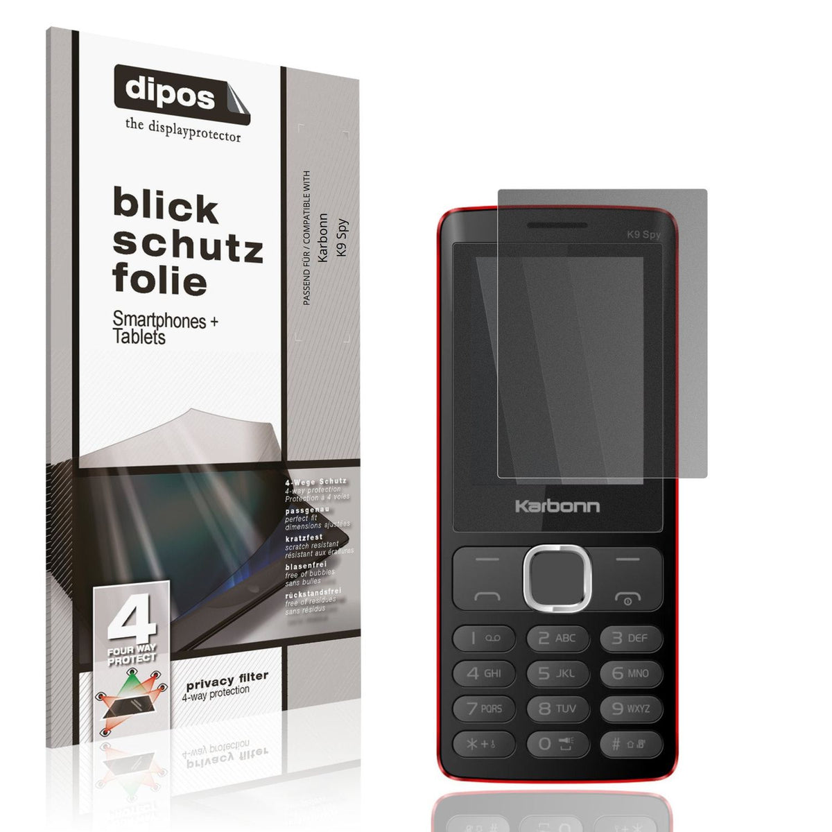 Blickschutzfolie für Karbonn K9 Spy matt Schutzfolie Privacy