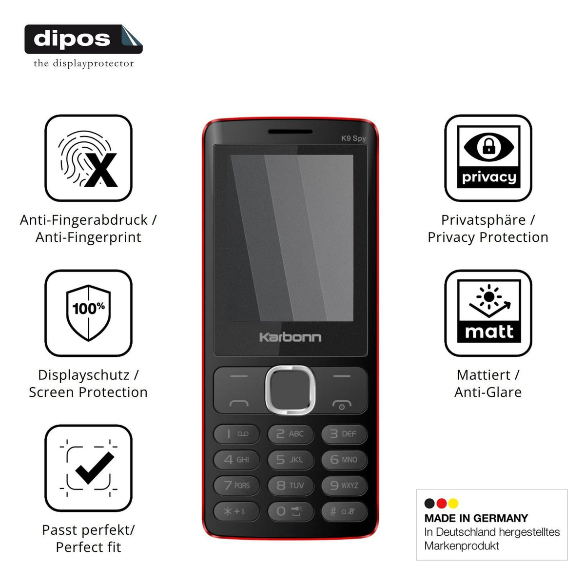 Blickschutzfolie für Karbonn K9 Spy matt Schutzfolie Privacy