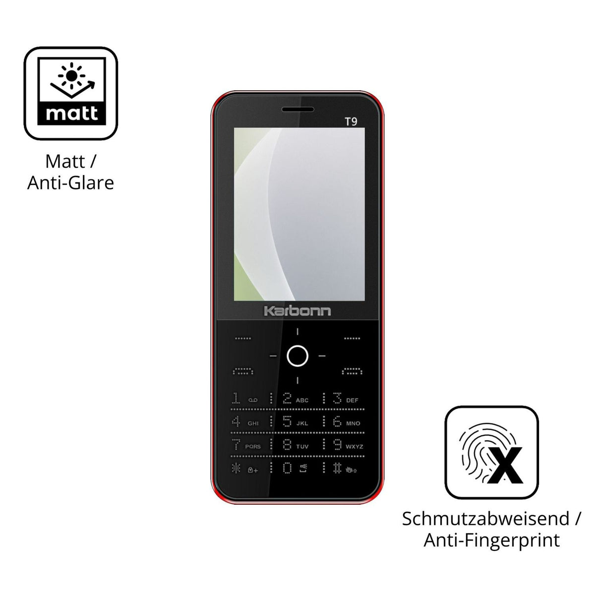 4x Schutzfolie matt für Karbonn T9 Display-Schutzfolie