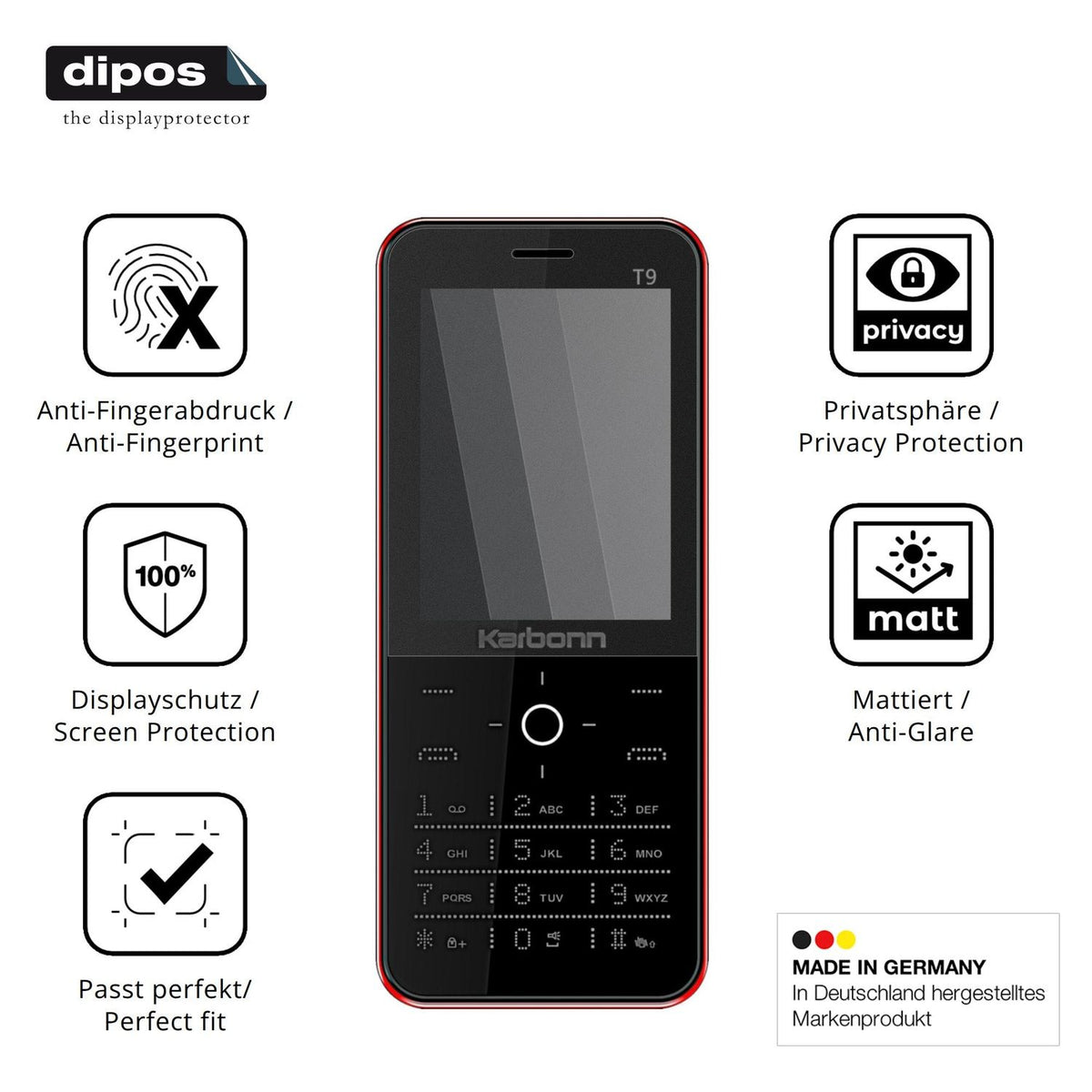 Blickschutzfolie für Karbonn T9 matt Schutzfolie Privacy