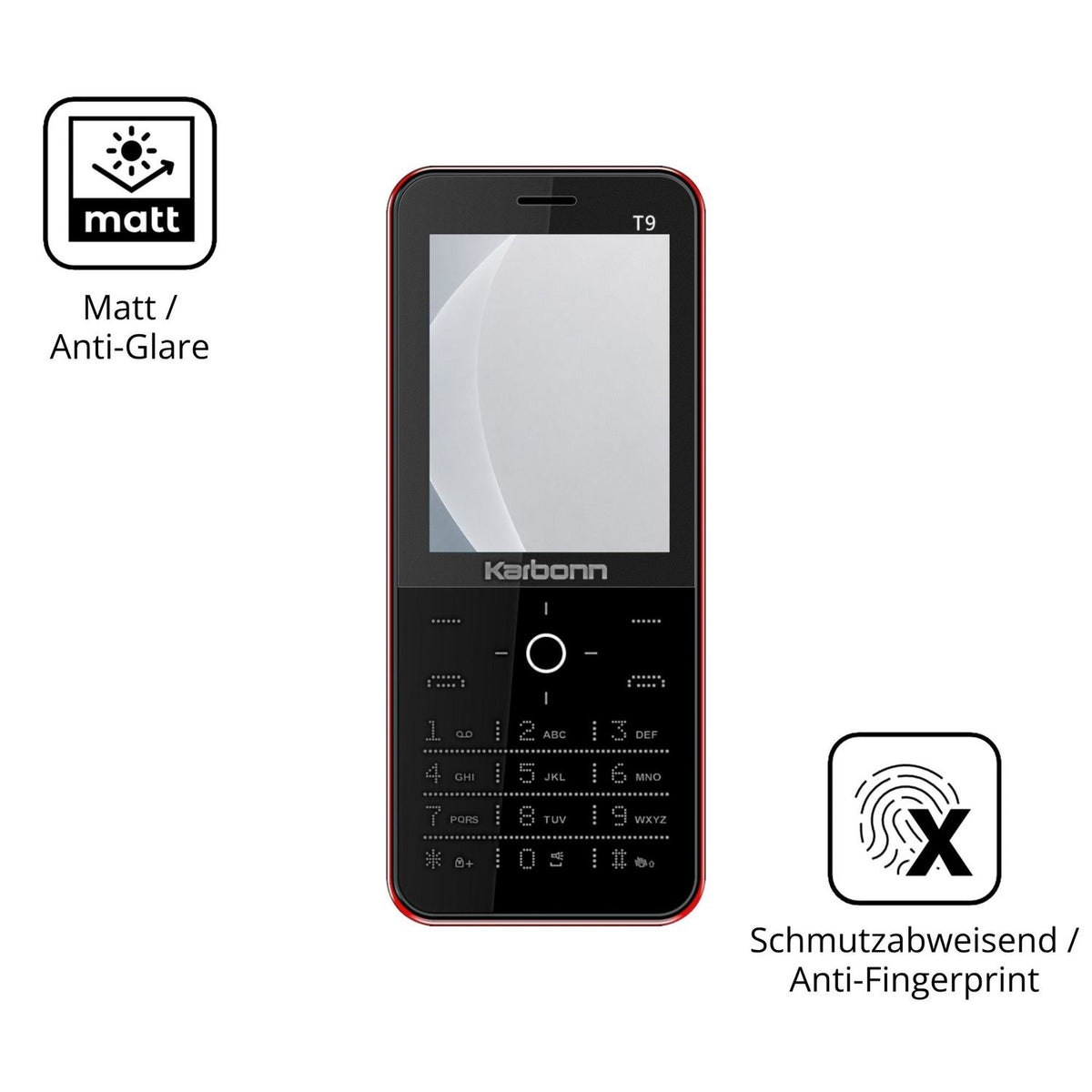 2x 9H Schutzfolie matt für Karbonn T9 Panzerfolie