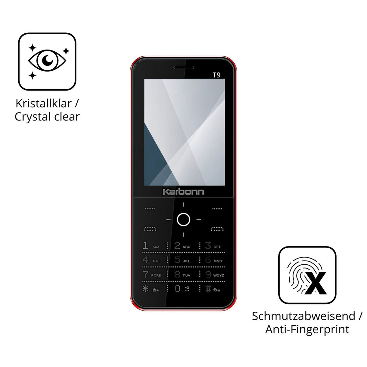 2x 9H Schutzfolie für Karbonn T9 Panzerfolie