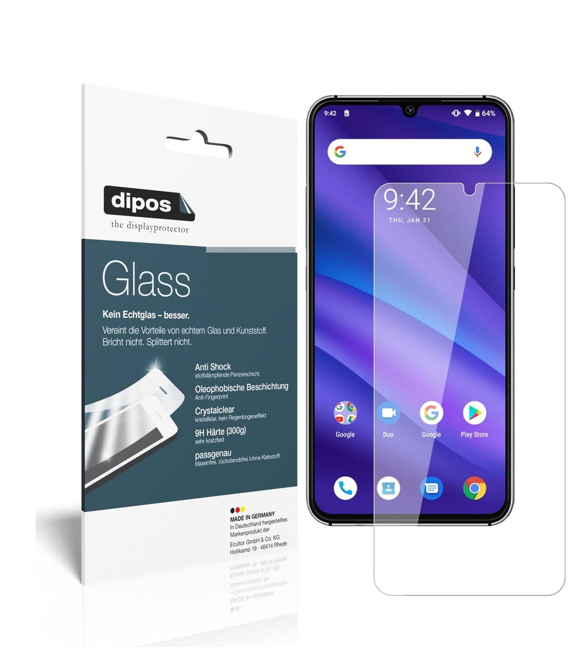 1x 9H Schutzfolie für Umidigi A5 Pro Panzerfolie