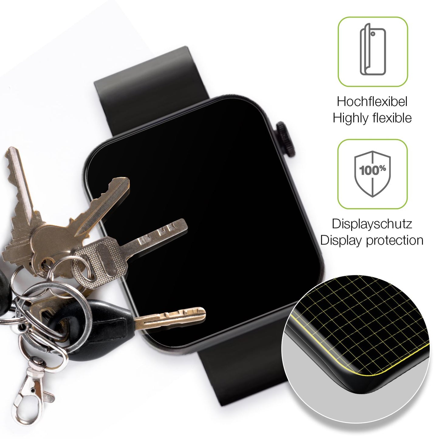 dipos Displayschutz für Kendox Life Tracker, transparente Oberfläche, perfekte Passform auch für die Rundungen