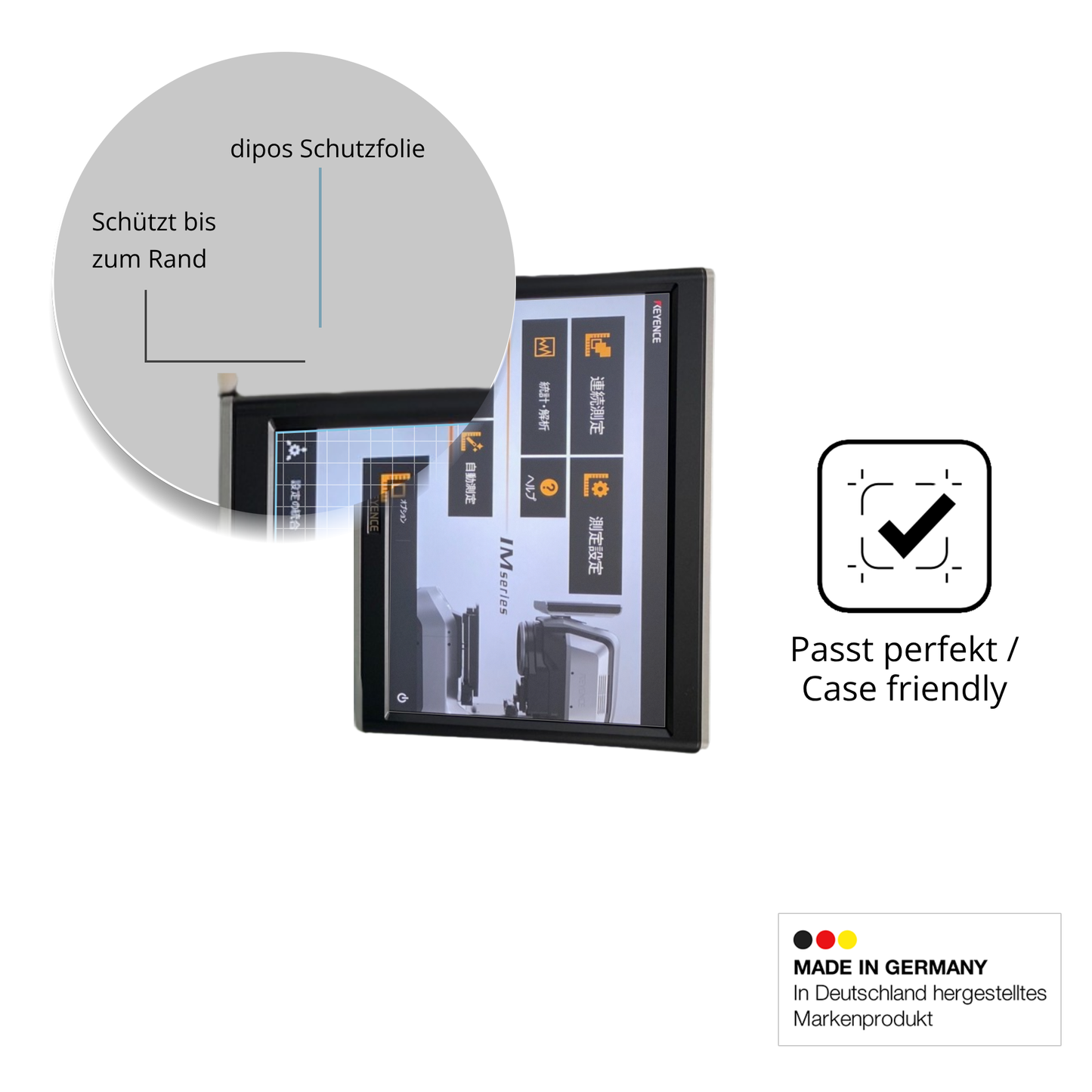 Schutzglasfolie mit optimaler Passform, zur Verwendung mit Hüllen geeignet