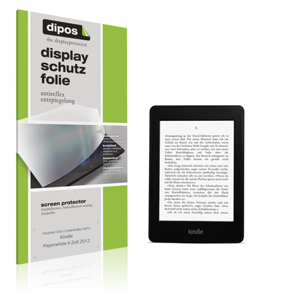 Matte Displayschutzfolie von dipos passend für Kindle Paperwhite 6 Zoll 2012, präziser Zuschnitt und blasenfrei montiert