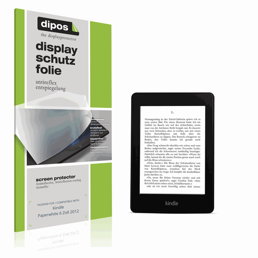 Matte Displayschutzfolie von dipos passend für Kindle Paperwhite 6 Zoll 2012, präziser Zuschnitt und blasenfrei montiert