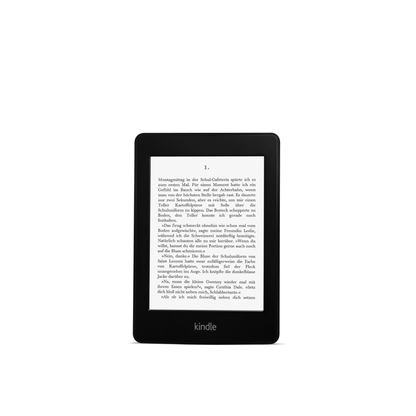 KindlePaperwhite 6 Zoll 2012 mit aufgebrachtem dipos Displayschutz, der seitliche Einblicke blockiert