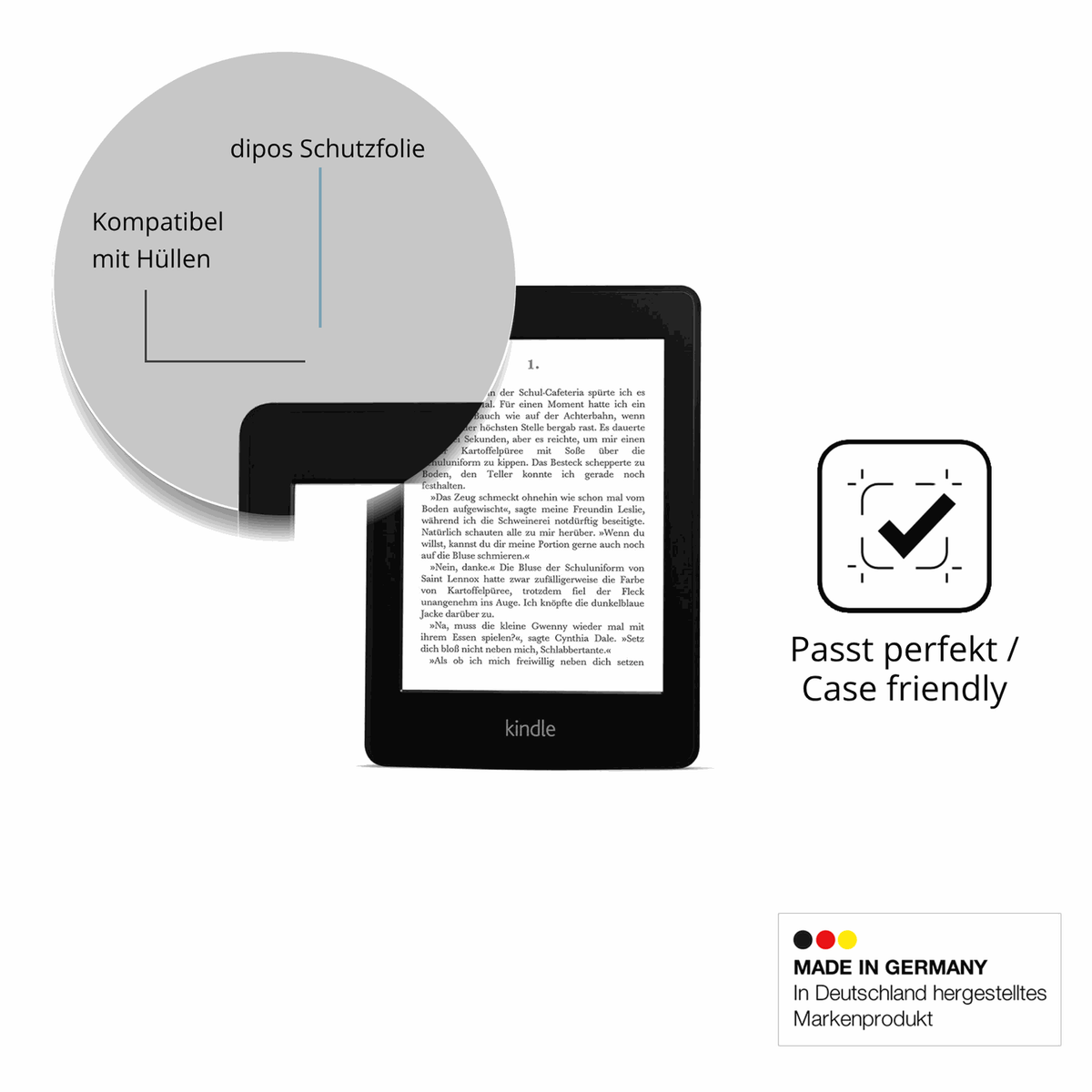 Schutzfolie mit optimaler Passform, zur Verwendung mit Hüllen geeignet