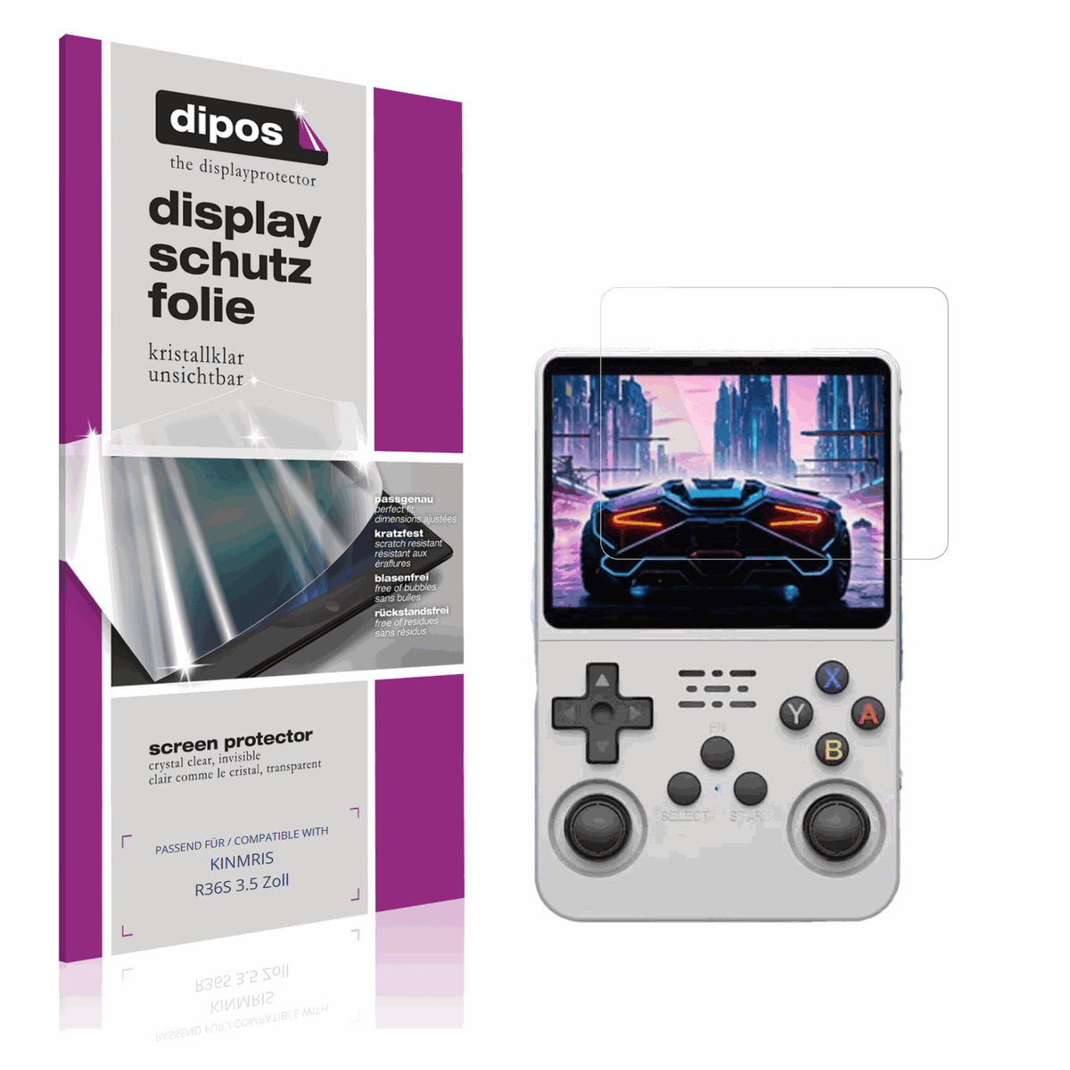 Klare Displayschutzfolie von dipos passend für KINMRIS R36S 3.5 Zoll, präziser Zuschnitt und blasenfrei montiert