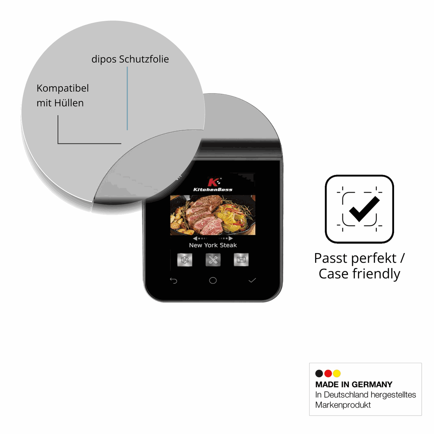 Schutzfolie mit optimaler Passform, zur Verwendung mit Hüllen geeignet