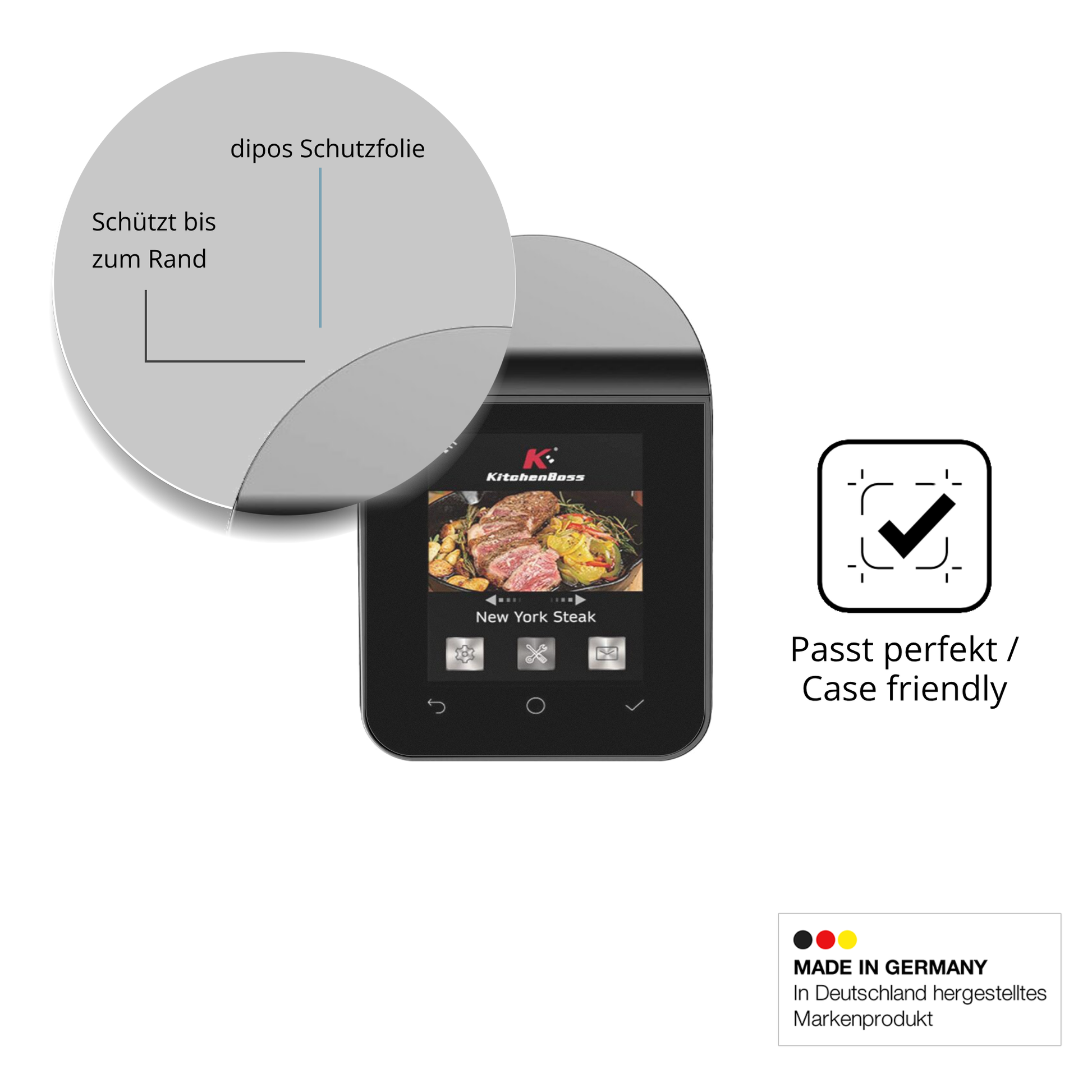 Schutzglasfolie mit optimaler Passform, zur Verwendung mit Hüllen geeignet